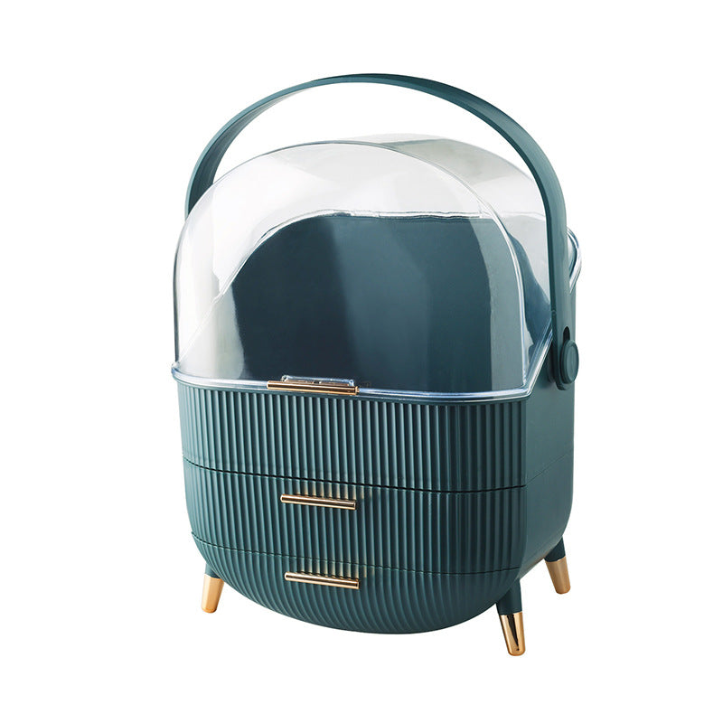 Dark Green Multifunctional Makeup Organizer with Large Capacity and Transparent Design(Makeup is a prop for shooting and is not included) 3