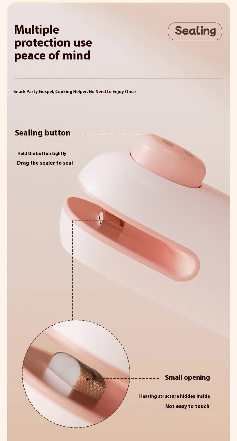 2 Pcs Pink Pig Mini Handheld Heat Sealing Machine for Food Bags – Compact, Portable, USB Rechargeable 3