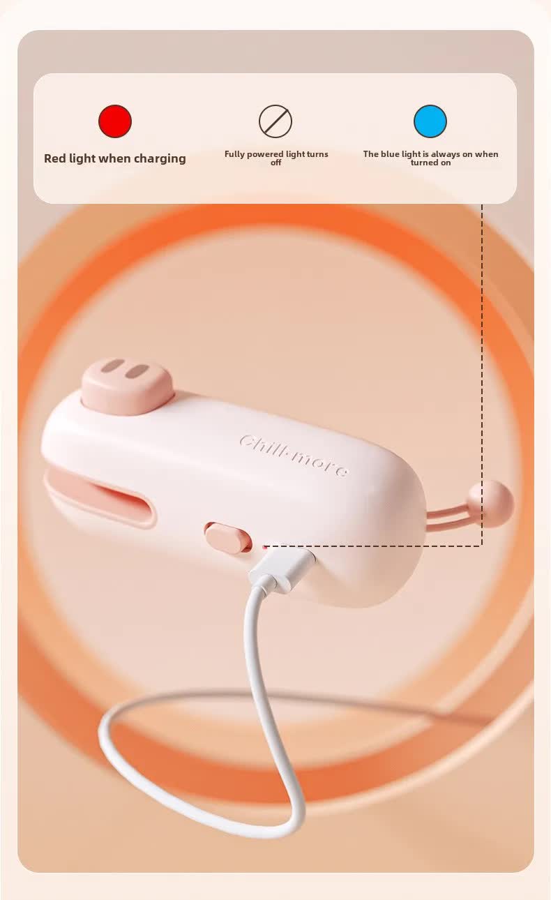 2 Pcs Pink Pig Mini Handheld Heat Sealing Machine for Food Bags – Compact, Portable, USB Rechargeable 4