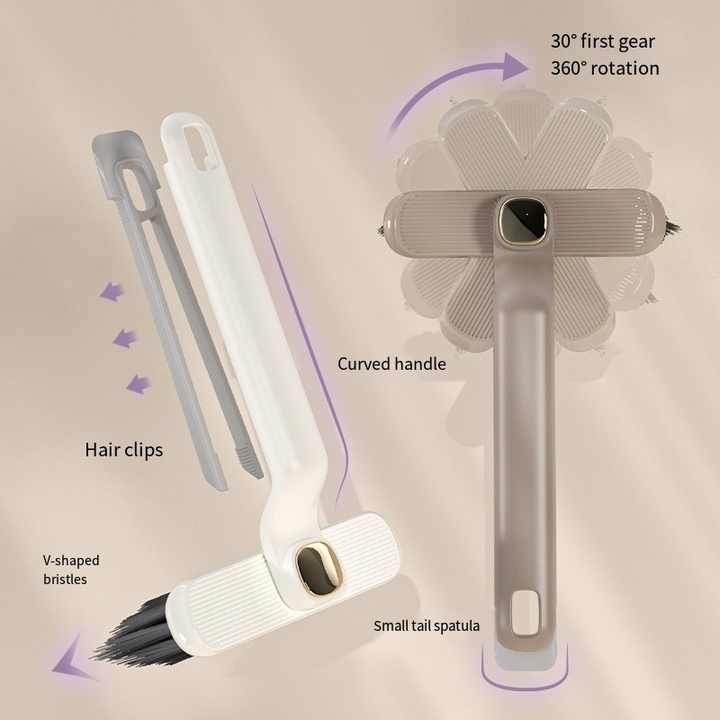 3 Pcs White Multi-Function Rotating Gap Cleaning Brush, 2-in-1 Hard Bristle Brush for Bathroom Tiles and Grout Lines 3