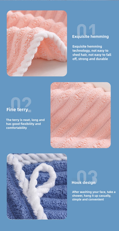 Blue Soft Candy Stripe Coral Fleece Bath Towel and Washcloth Set, Ultra Absorbent, Skin-Friendly 5