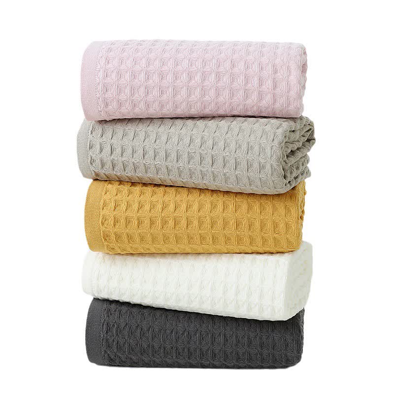 Pink Luxury Cotton Waffle Bath Towel, Soft, Quick-Drying, Water Absorbent, Unisex, for Home Use 4