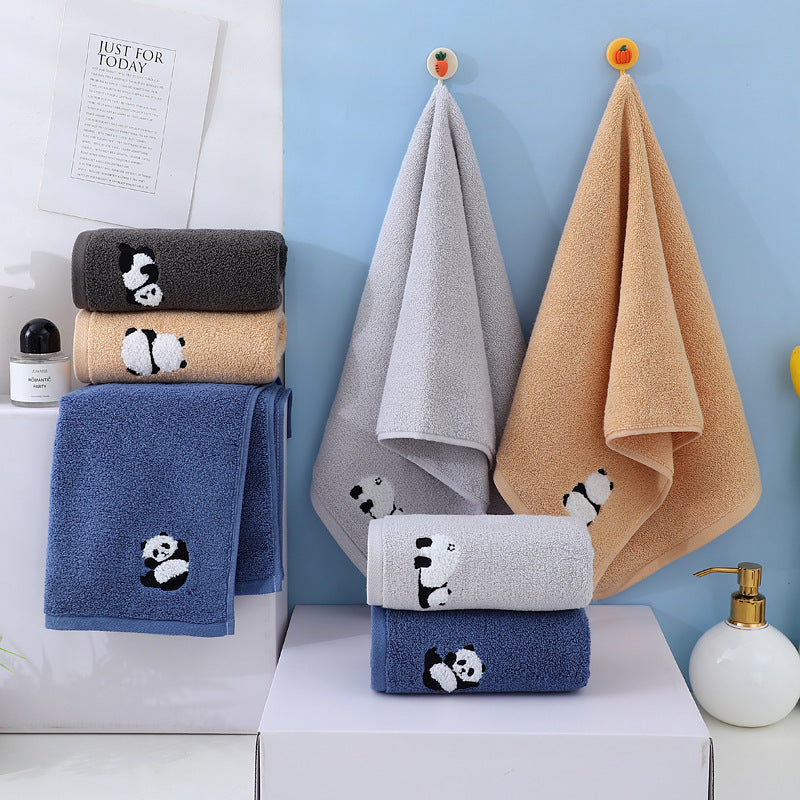 2 Pcs Grey Panda Print Soft Cotton Hand Towel, Super Absorbent Mini Towels, 34x75cm 3
