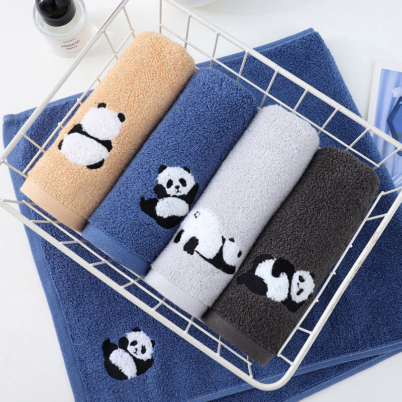 2 Pcs Dark Grey Panda Print Soft Cotton Hand Towel, Super Absorbent Mini Towels, 34x75cm 4