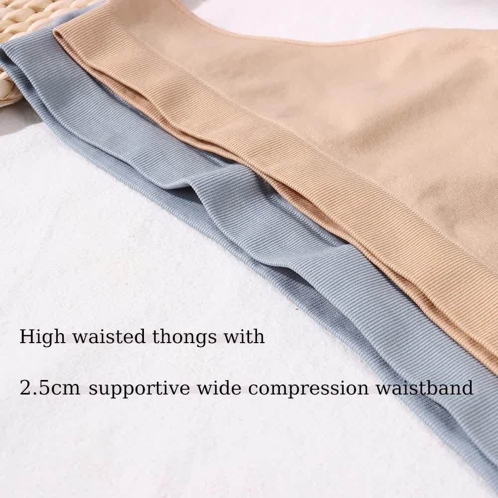 Size L White Comfortable  High-Waisted Thong Underwear - 3-Pack for Everyday Comfort 7