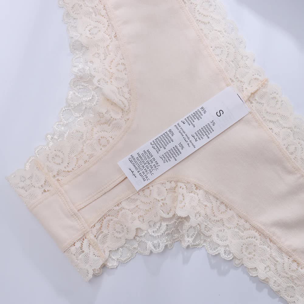 Size L Lace-Trimmed Cotton Panties - 3-Pack in Black, White, and Nude 6