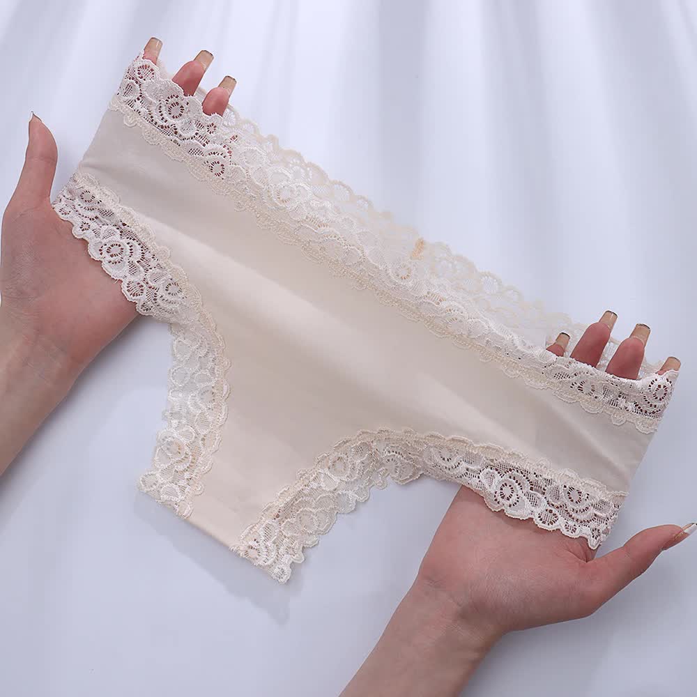 Size XL Lace-Trimmed Cotton Panties - 3-Pack in Black, White, and Nude 5