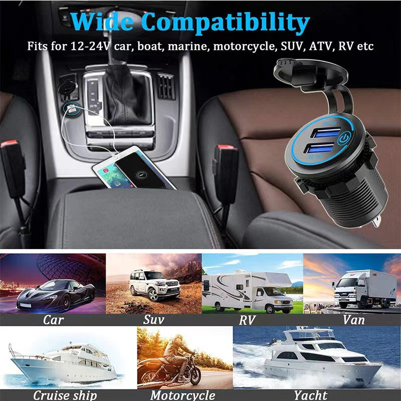 (2 PCS )45W Car USB Charger with Dual QC3.0 Fast Charging Ports - 12-24V Vehicle Power Adapter 3