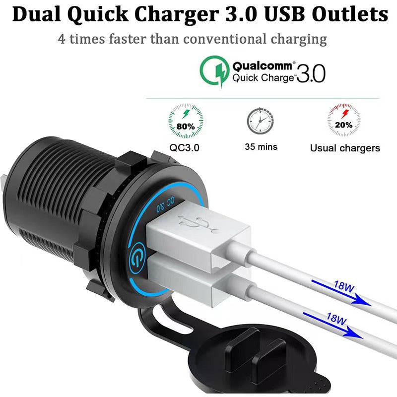 (2 PCS )45W Car USB Charger with Dual QC3.0 Fast Charging Ports - 12-24V Vehicle Power Adapter 5