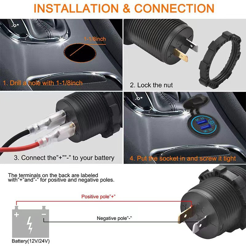 (2 PCS )45W Car USB Charger with Dual QC3.0 Fast Charging Ports - 12-24V Vehicle Power Adapter 6