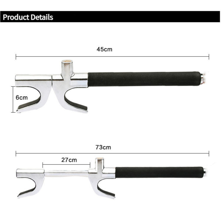 Black Multifunctional Car Steering Wheel Lock - Adjustable and Telescopic Anti-theft & Window Breaker Safety Tool 4