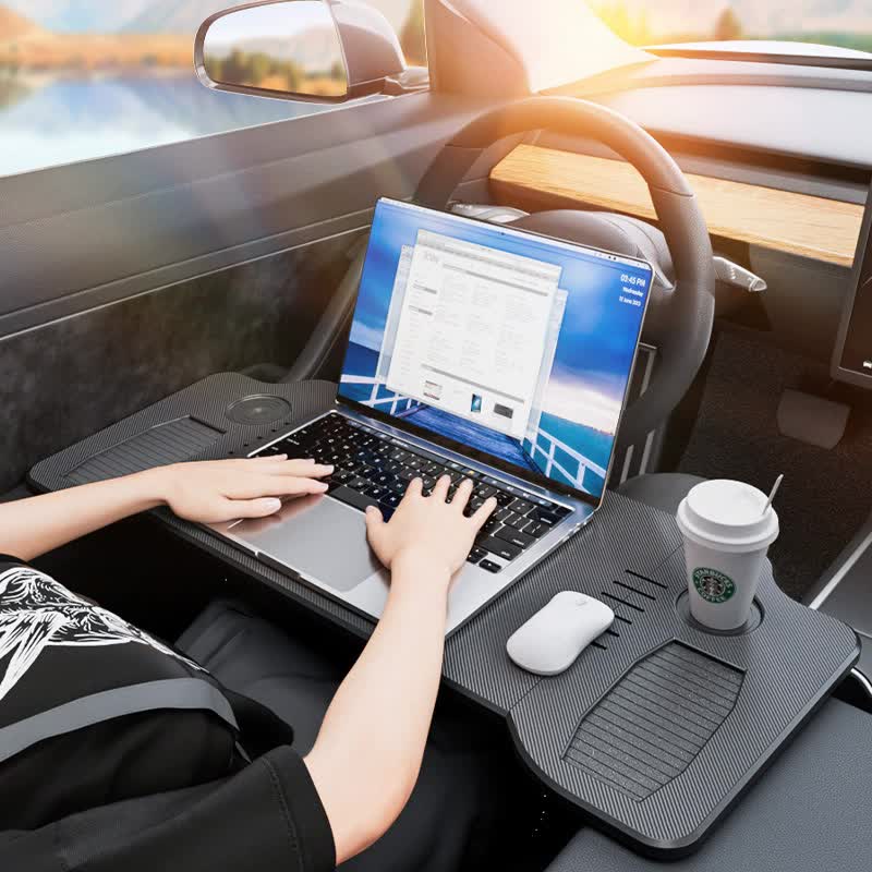Foldable Car Desk for Front Seat - Multi-functional Table for Office, Dining, and Entertainment 4