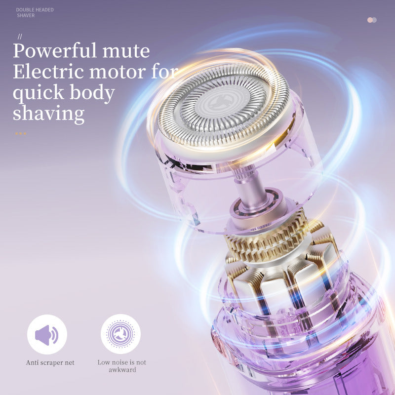 Gradient Purple Double-Headed Hair Removal Trimmer - Precision Shaving & Shortening with Type-C Charging 4