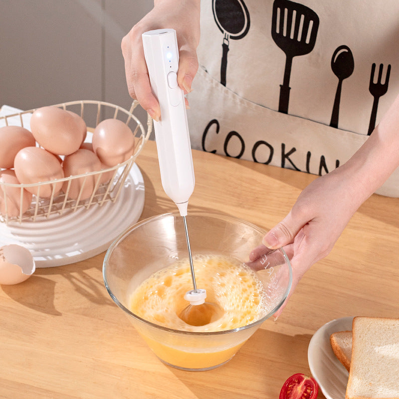 White Electric Milk Frother Handheld - USB Rechargeable Milk Foamer with 2 Whisks - Perfect for Coffee, Lattes, Cappuccinos & More 3