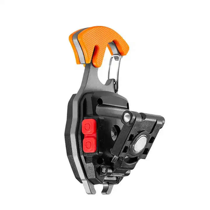 2PCS Orange Multi-Function COB Work Light with Carabiner - 500LM Flashlight, Lighter & More 3