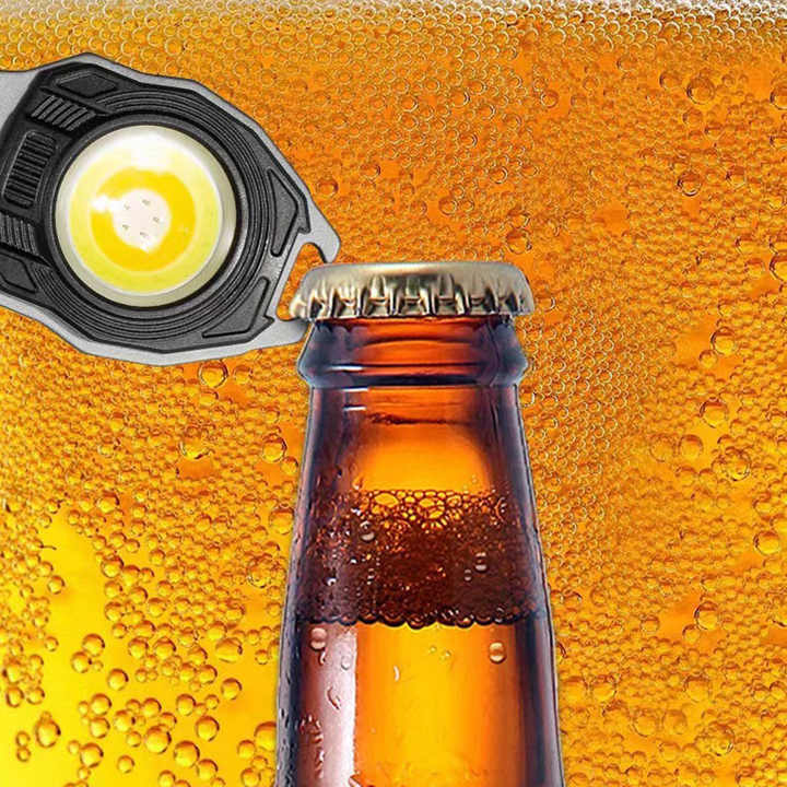 2PCS Orange Multi-Function COB Work Light with Carabiner - 500LM Flashlight, Lighter & More 4