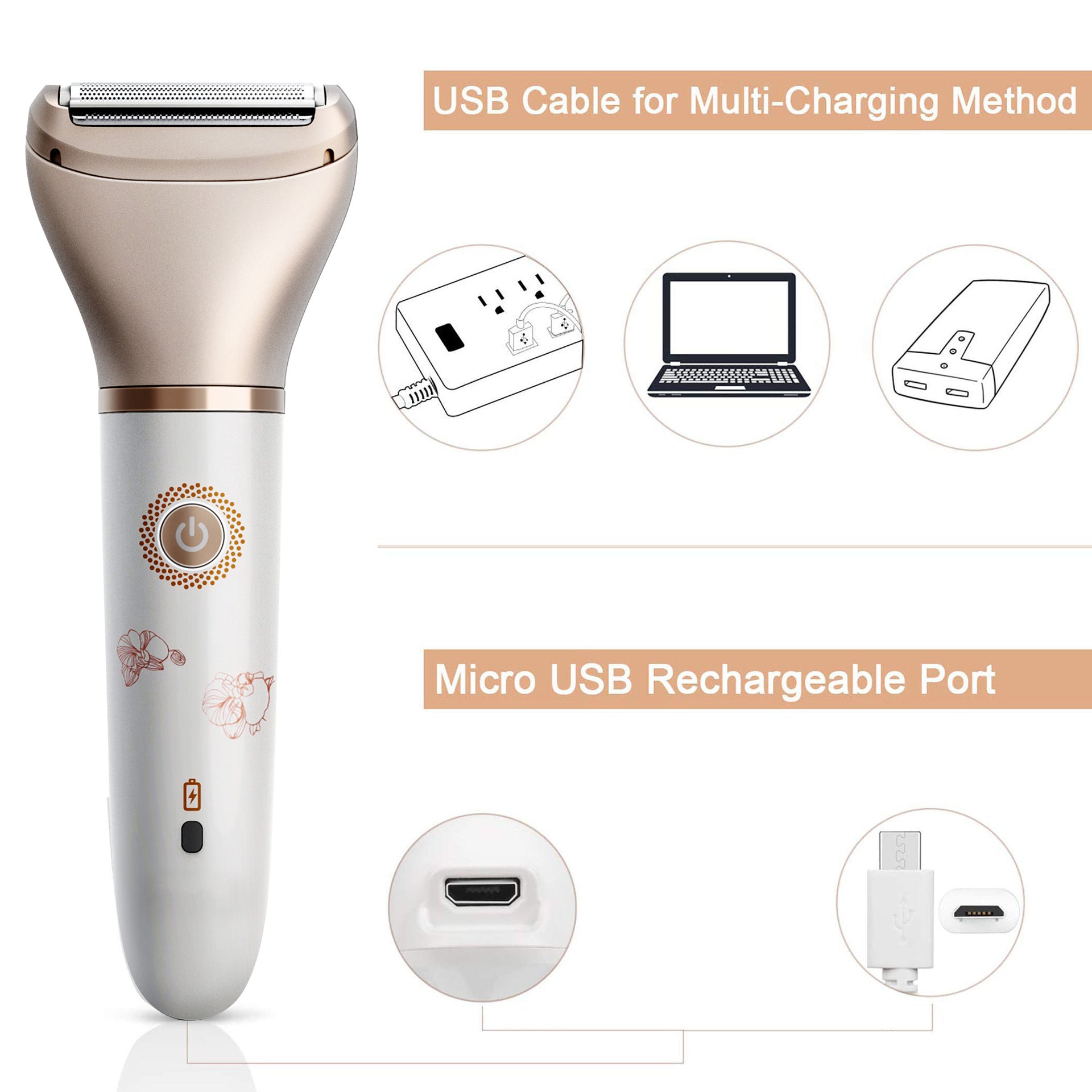 2-in-1 Women's Hair Removal Device - Electric Shaver & Facial Epilator, USB Rechargeable, Waterproof 4