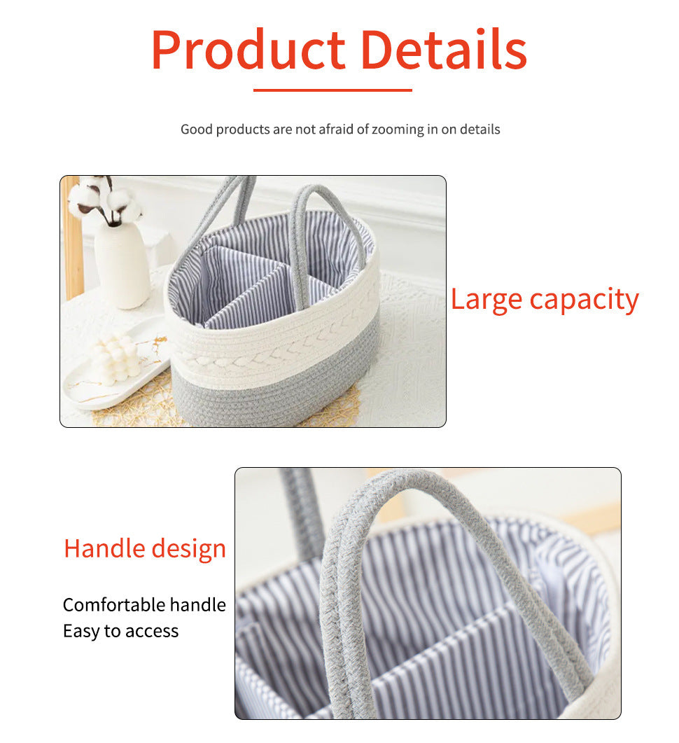 Grey Stylish Cotton Rope Basket for Clothing & Toys - Woven Storage Organizer, 38x23x18cm 4