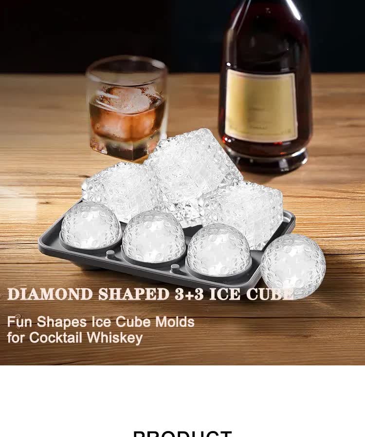 2 PCS Sphere & Square Ice Cube Tray (Blue) - Novelty Silicone Ice Maker for Whiskey Cocktails 4