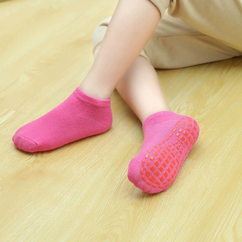 Coffee 6-Pairs Adult Non-Slip Trampoline Socks - Colorful Anti-Skid Floor Socks with PVC Grip Dots, 35-42EU