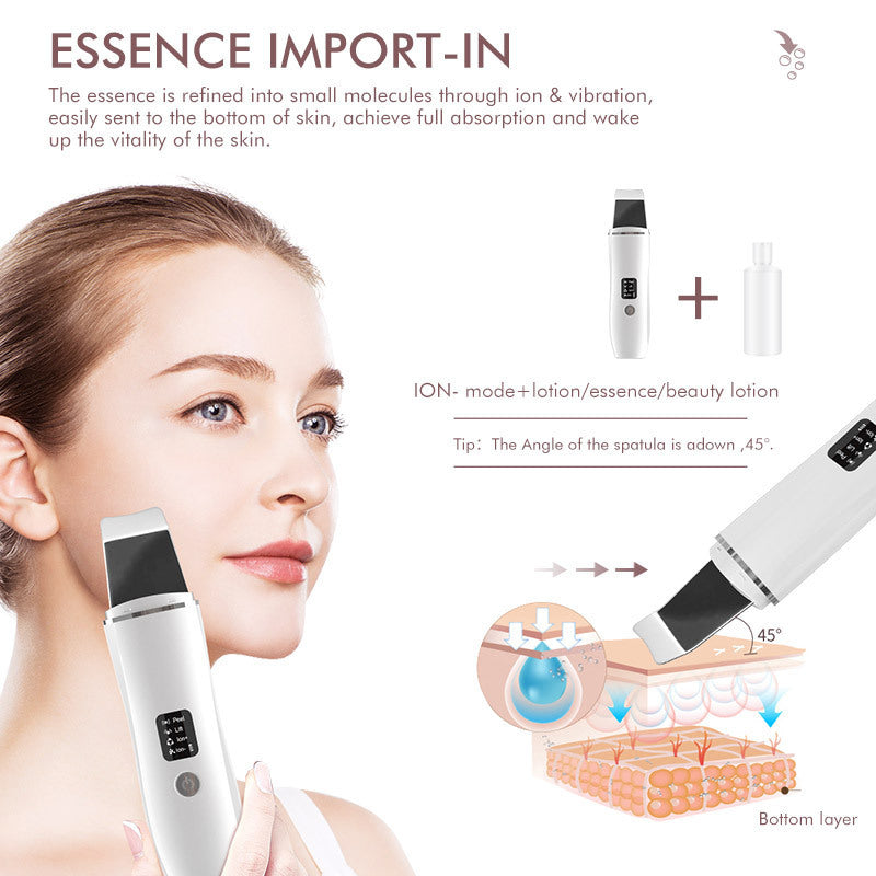 White Ultrasonic Skin Scrubber - Deep Pore Cleansing Facial Exfoliator with USB Type-C Charging 3