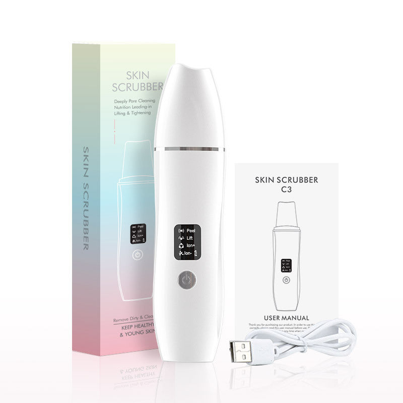 White Ultrasonic Skin Scrubber - Deep Pore Cleansing Facial Exfoliator with USB Type-C Charging 4