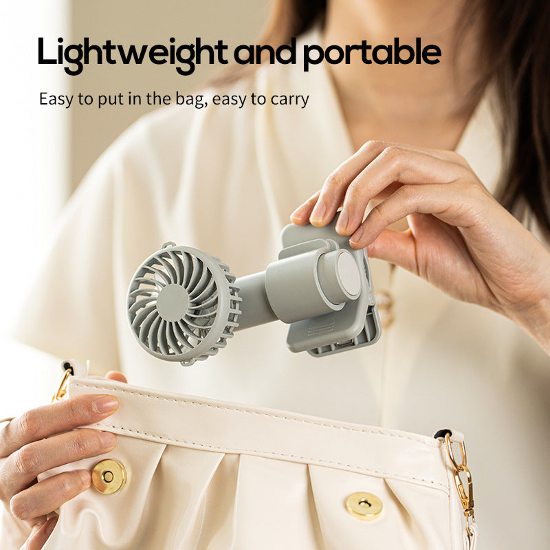 White Portable Multifunctional Clip Fan DQ261 - 1000mAh Battery, 3-Speed, Quiet Cooling for Summer 4