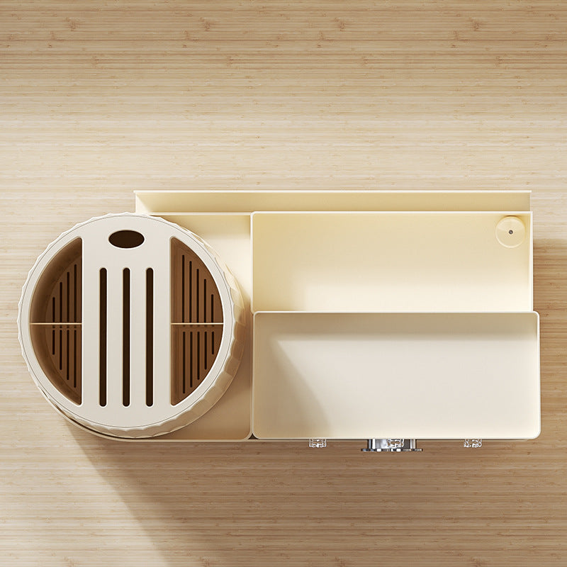 All-in-One Kitchen Countertop Organizer | Rotating Utensil Holder, Knife Block & Spice Rack with Drawer | Transparent color 4