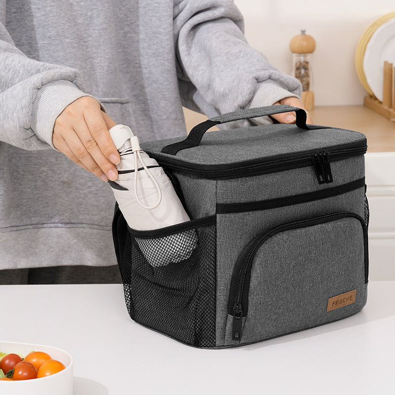 Black Insulated Lunch Bag Cooler Tote - 9L Leakproof Thermal Lunch Box with Shoulder Strap & Pockets for Work, Picnic, Travel 4