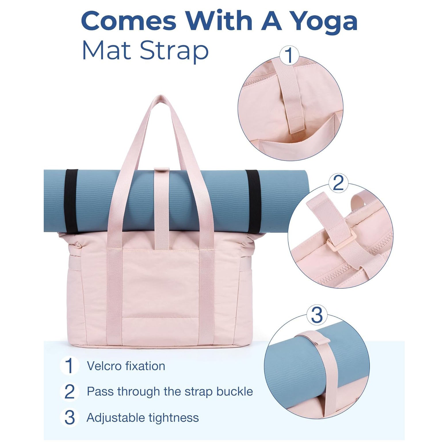 Black Versatile Women's Gym Tote Bag with Yoga Mat Strap - 18L Carryall, Fits 15.6 Laptop, Multi-Pocket Organizer 3