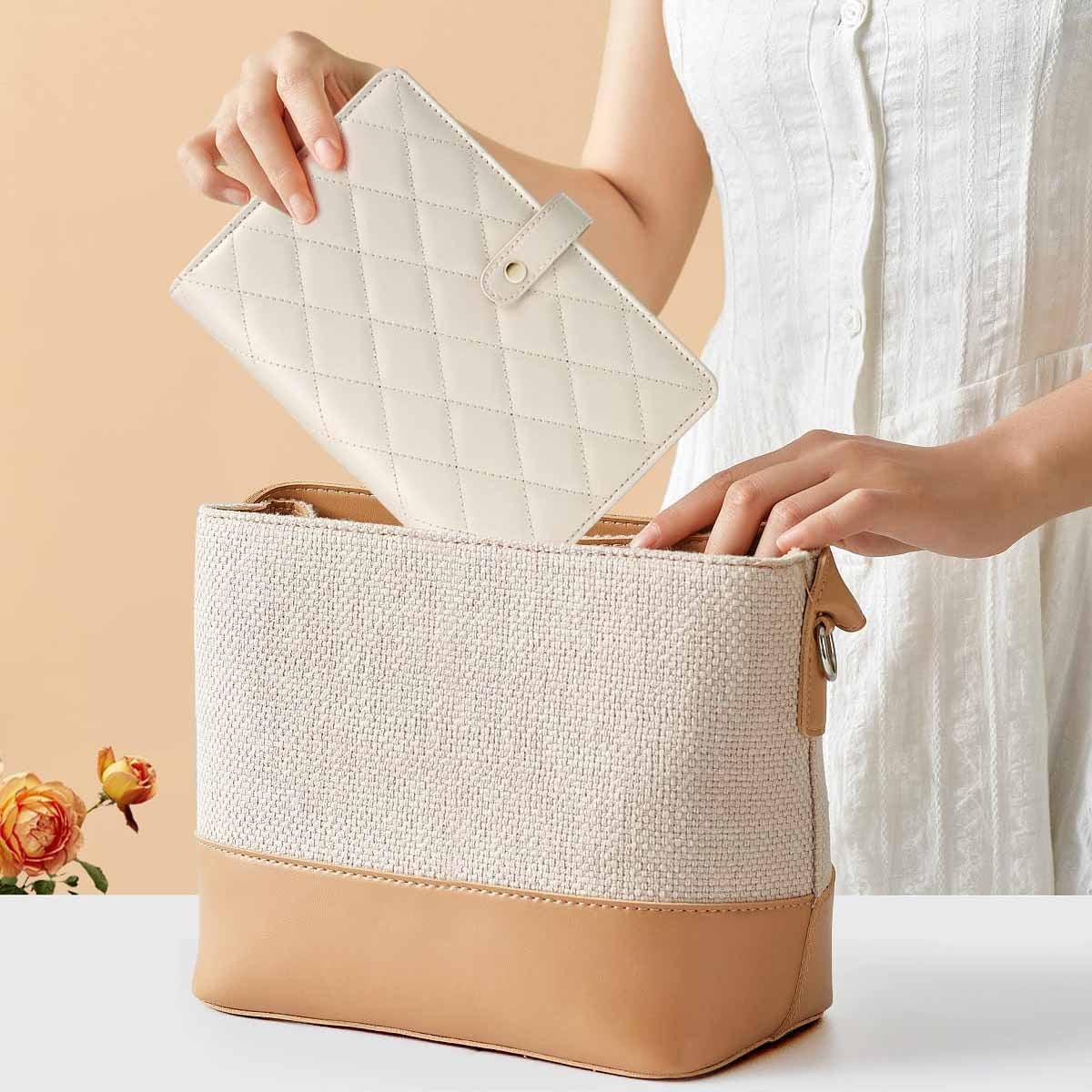 Pink Elegant Quilted Travel Jewelry Organizer Binder - Portable Loose-Leaf Storage Book with Clear Zipper Pockets for Earrings, Necklaces, Rings 6