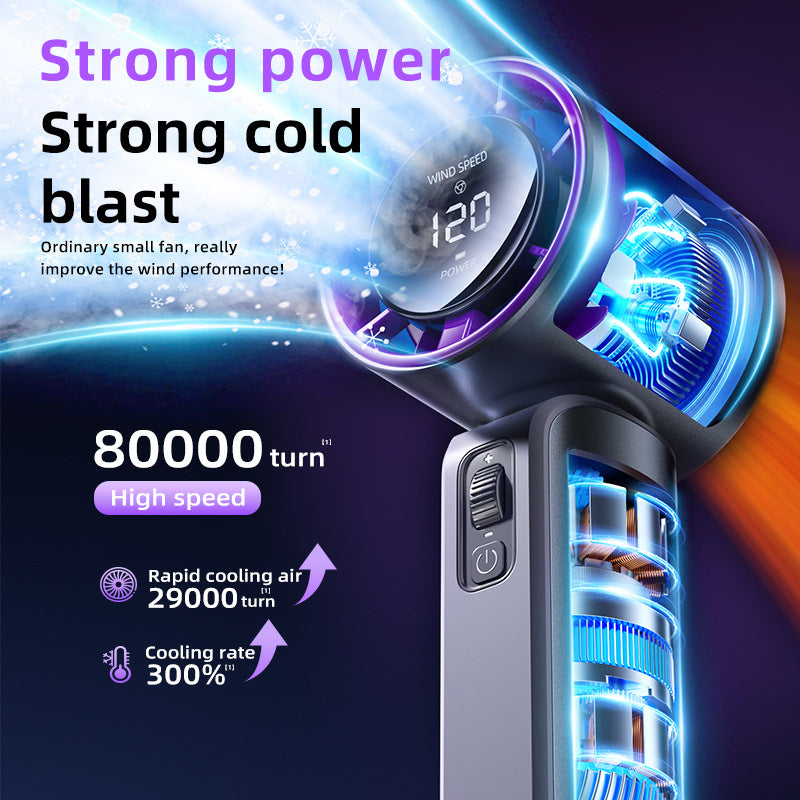 Purple Portable Handheld Fan with 120-Speed Display - USB Rechargeable Mini Cooling Fan for Outdoor Use 4