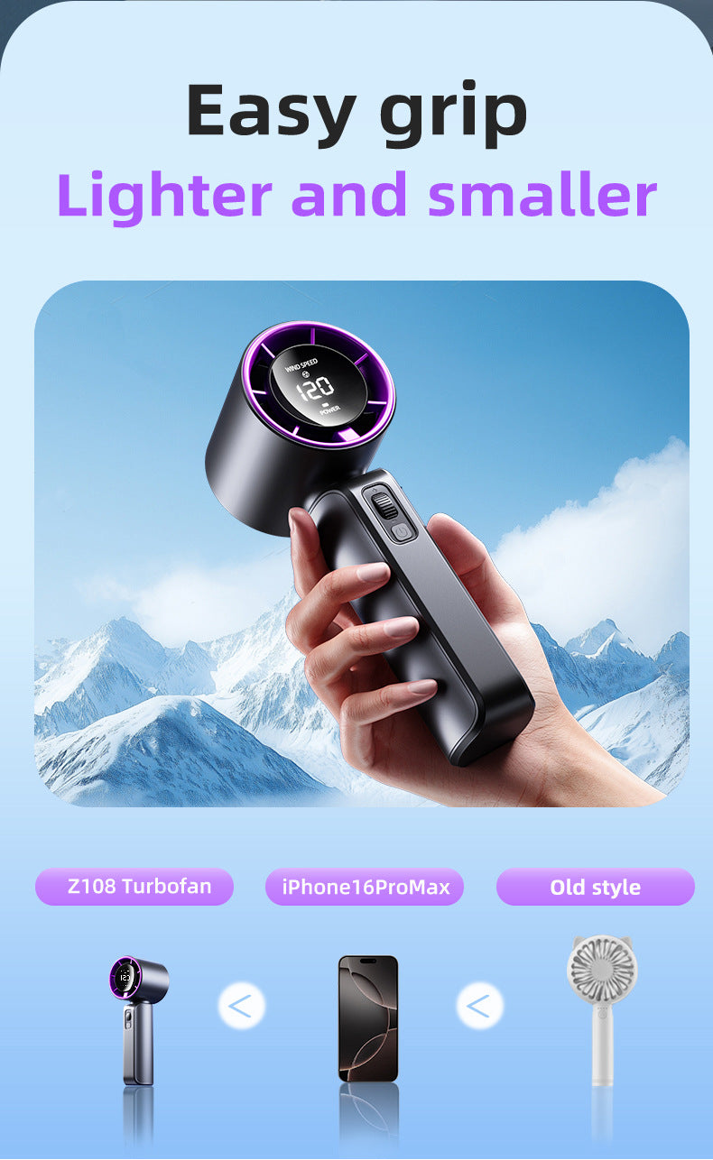 Pink Portable Handheld Fan with 120-Speed Display - USB Rechargeable Mini Cooling Fan for Outdoor Use 5