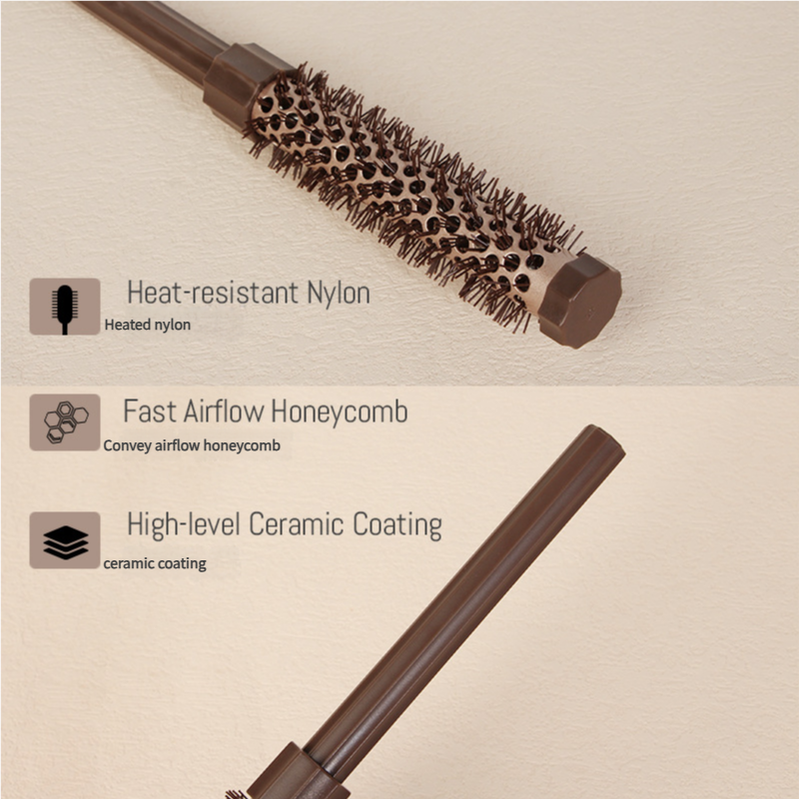 Fluffy Round Hair Brush Set #11 #13 #16 - Volumizing Ceramic Styling Tools for Salon-Perfect Blowouts 3
