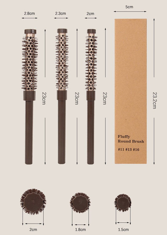 Fluffy Round Hair Brush Set #11 #13 #16 - Volumizing Ceramic Styling Tools for Salon-Perfect Blowouts 4