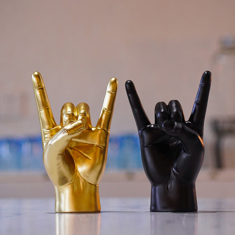Black Right Hand Resin Rock and Roll Hand Figurine - Stylish Desk and Living Room Decor 3