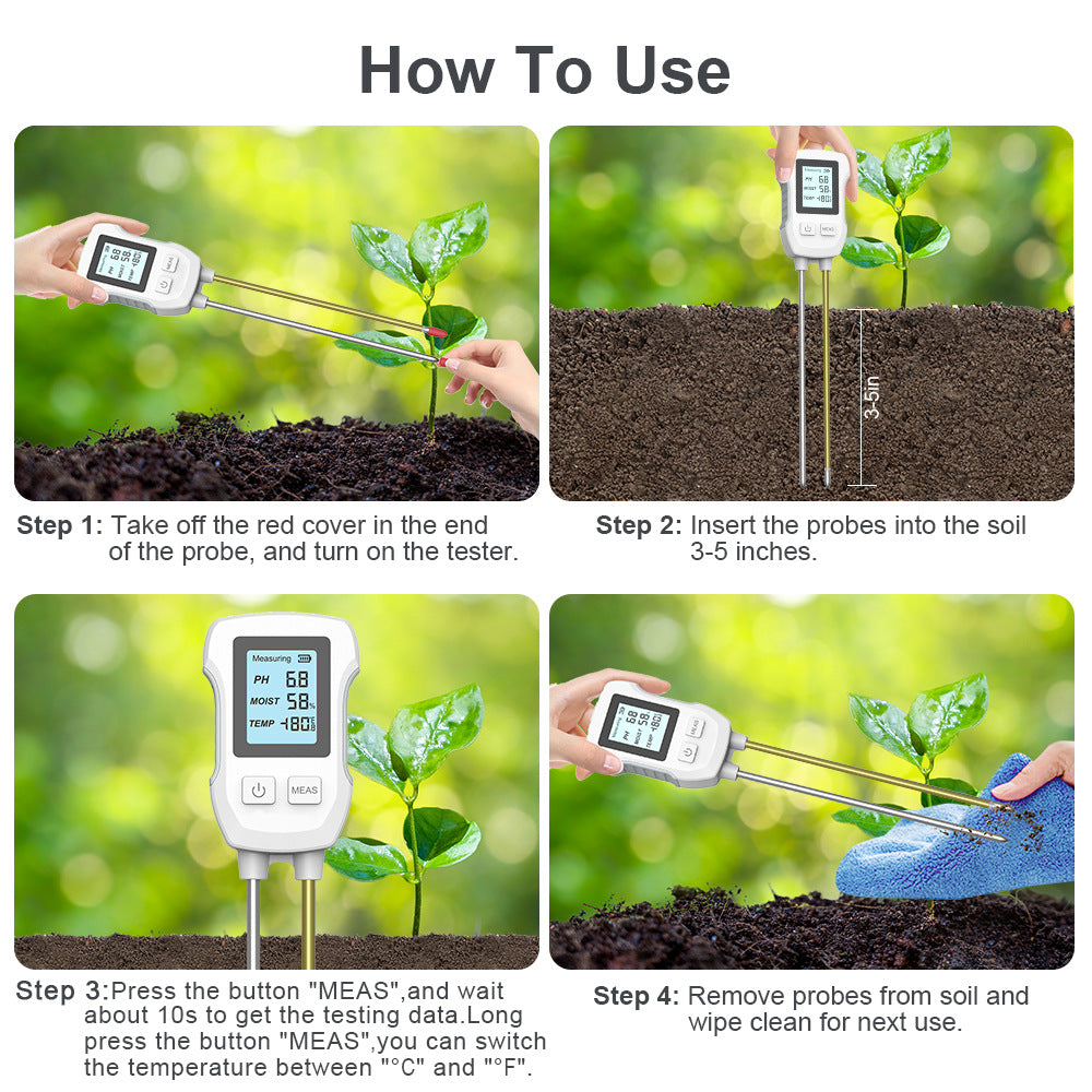 3-in-1 Soil Detector for pH, Moisture, and Temperature - Gardening Tool for Healthy Plants (Battery not included) 5