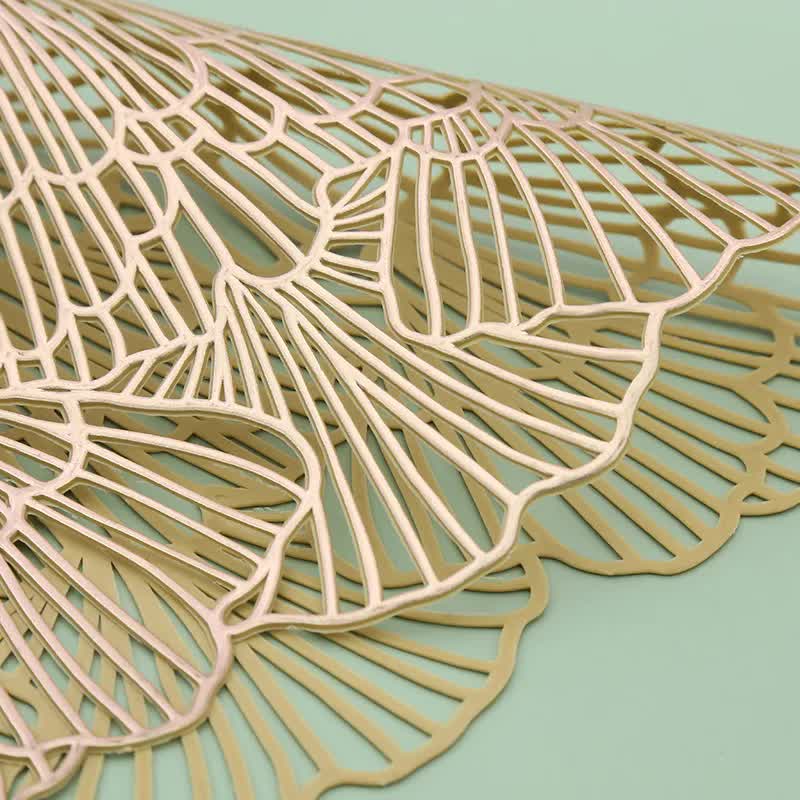 Bronze Color Elegant Floral PVC Placemats - Set of 8, Durable & Stylish Table Mats (38cm) 3