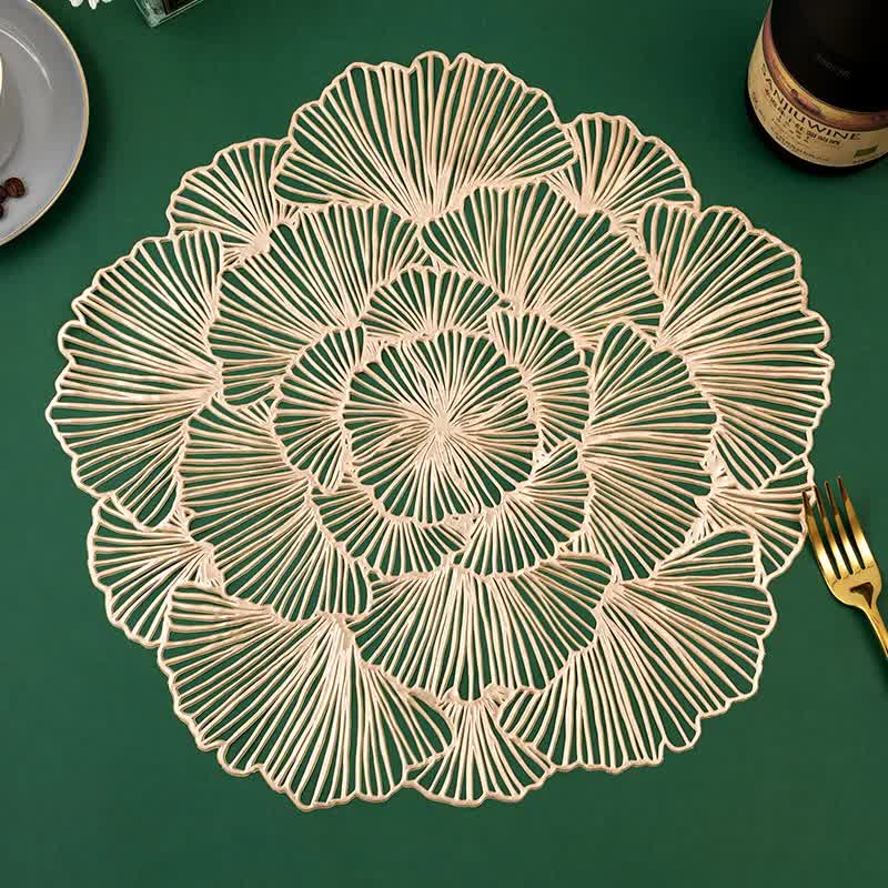 Bronze Color Elegant Floral PVC Placemats - Set of 8, Durable & Stylish Table Mats (38cm) 4