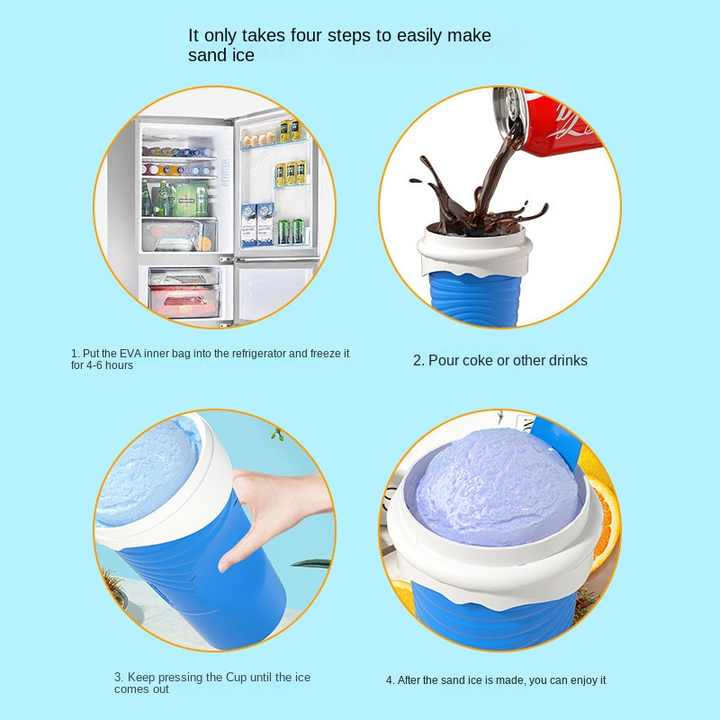 Blue Cool Summer Slushie Cup - 500ml Quick-Freeze Smoothie Maker with Straw 6