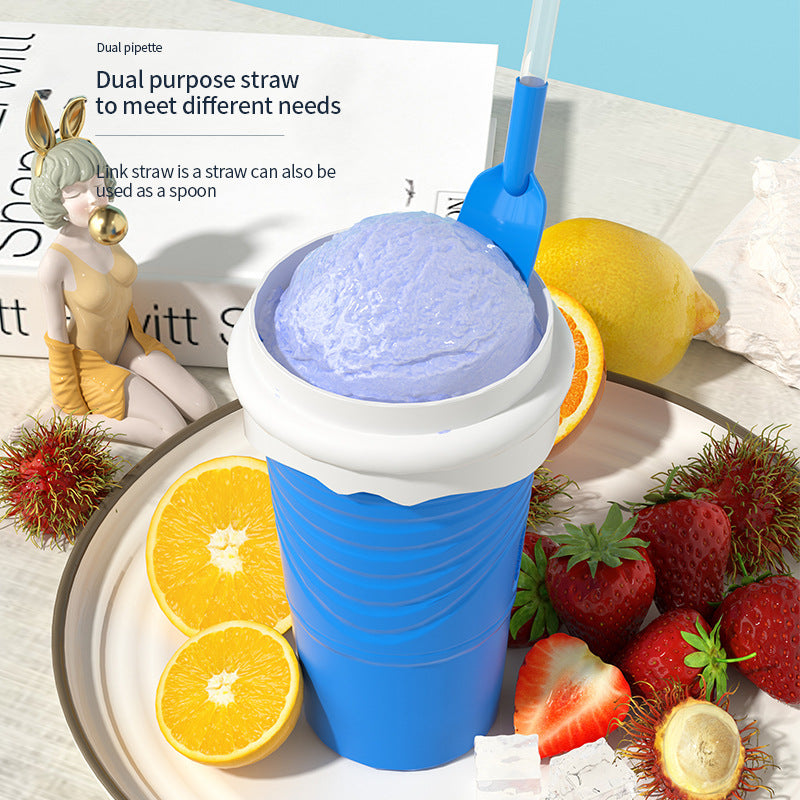 Green Cool Summer Slushie Cup - 500ml Quick-Freeze Smoothie Maker with Straw 4