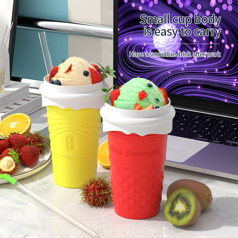 Yellow Cool Summer Slushie Cup - 500ml Quick-Freeze Smoothie Maker with Straw 3