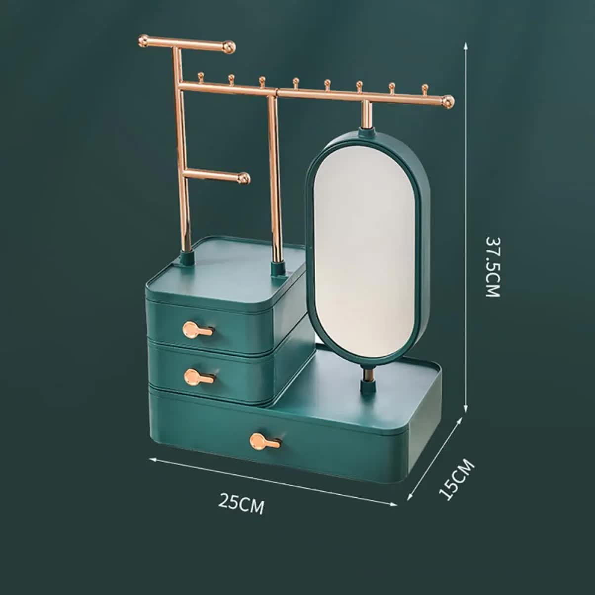 Elegant White Jewelry Organizer with Mirror - Multi-Layer Storage & Display Stand (25x15x37.5cm) 6