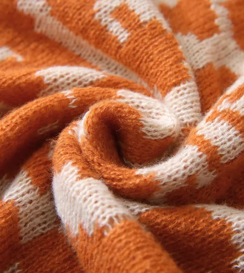 Bohemian Style Sofa Throw Blanket - Apricot Soft Faux Cashmere, 130x170cm (850g) for Office Naps & AC Cover 3