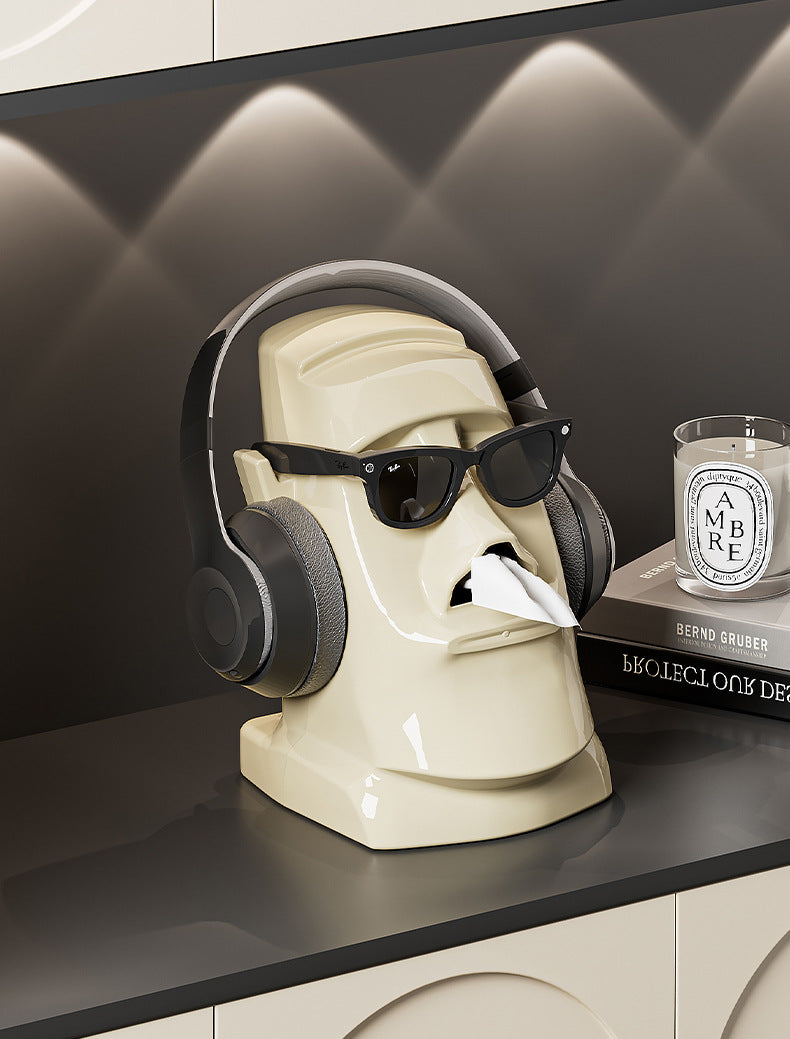 Black Versatile Desktop Headphone Stand & Tissue Box (23.5x17x14.5cm) 6