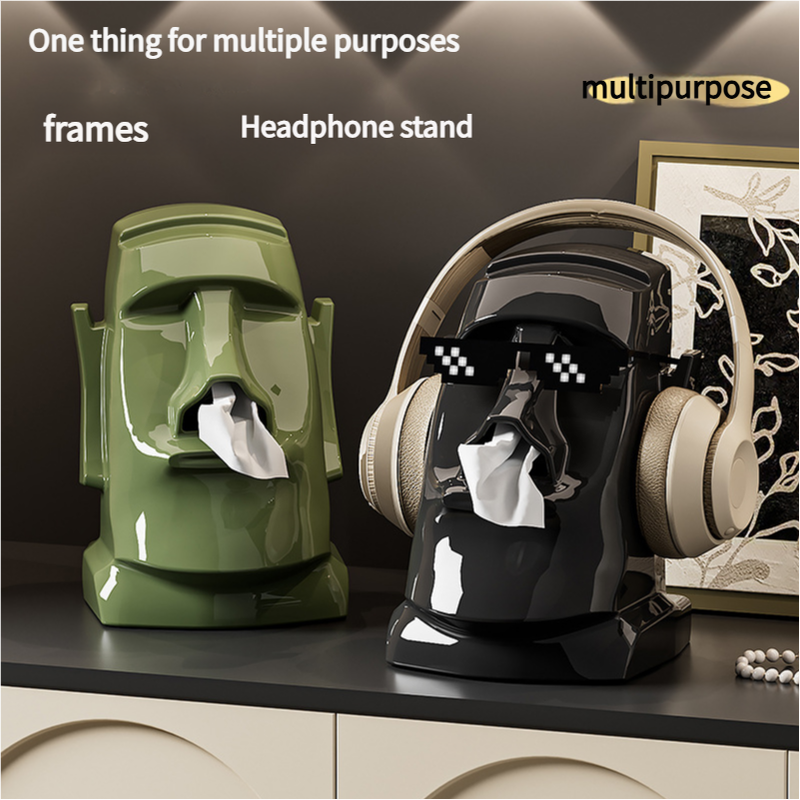 Green Versatile Desktop Headphone Stand & Tissue Box (23.5x17x14.5cm) 3