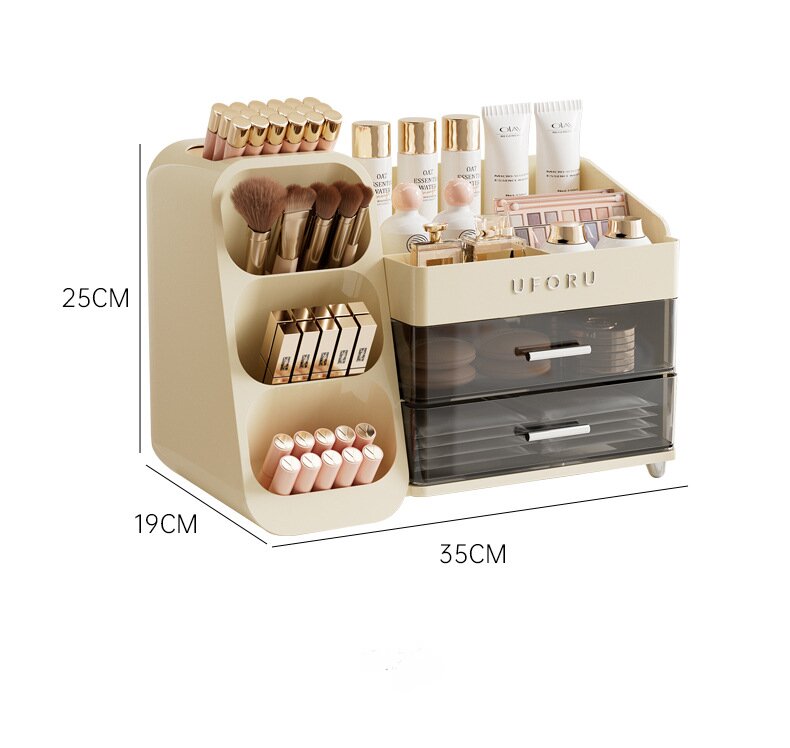 Spacious Cosmetic Organizer - Multi-Functional Vanity Storage for Lipsticks & Skincare (35x19x25cm) 3