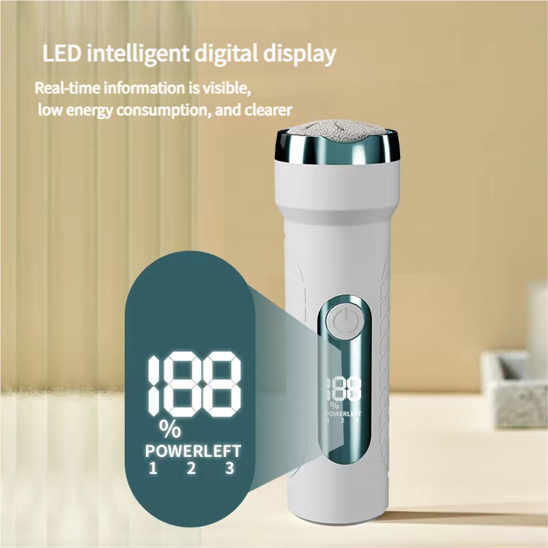 White Waterproof Electric Foot File with LED Display - Rechargeable Callus Remover 4