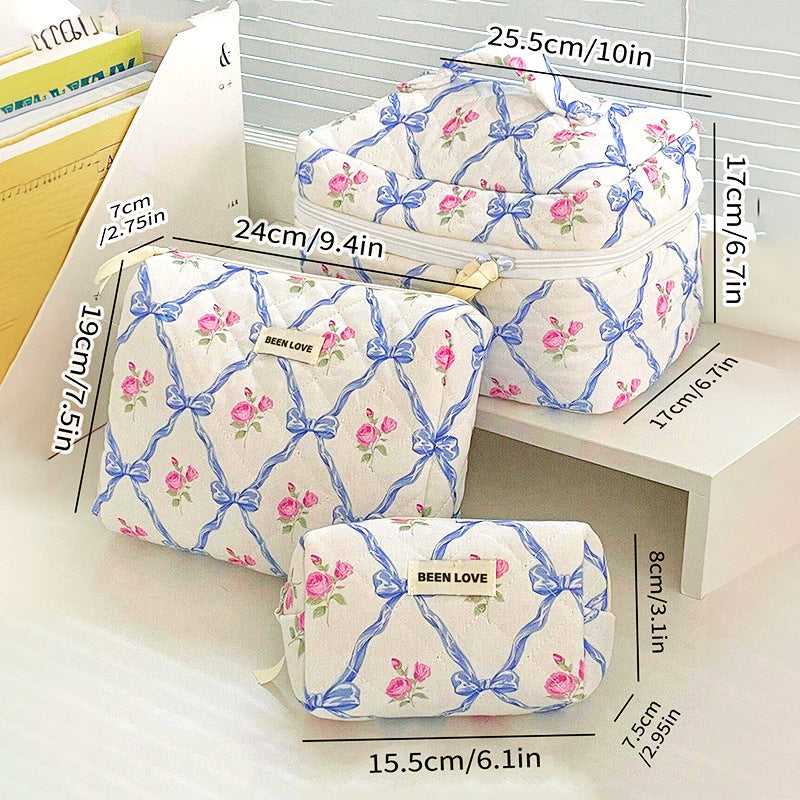 Pink Elegant 3-Piece Cosmetic Storage Set - Portable Skincare and Travel Pouch 4