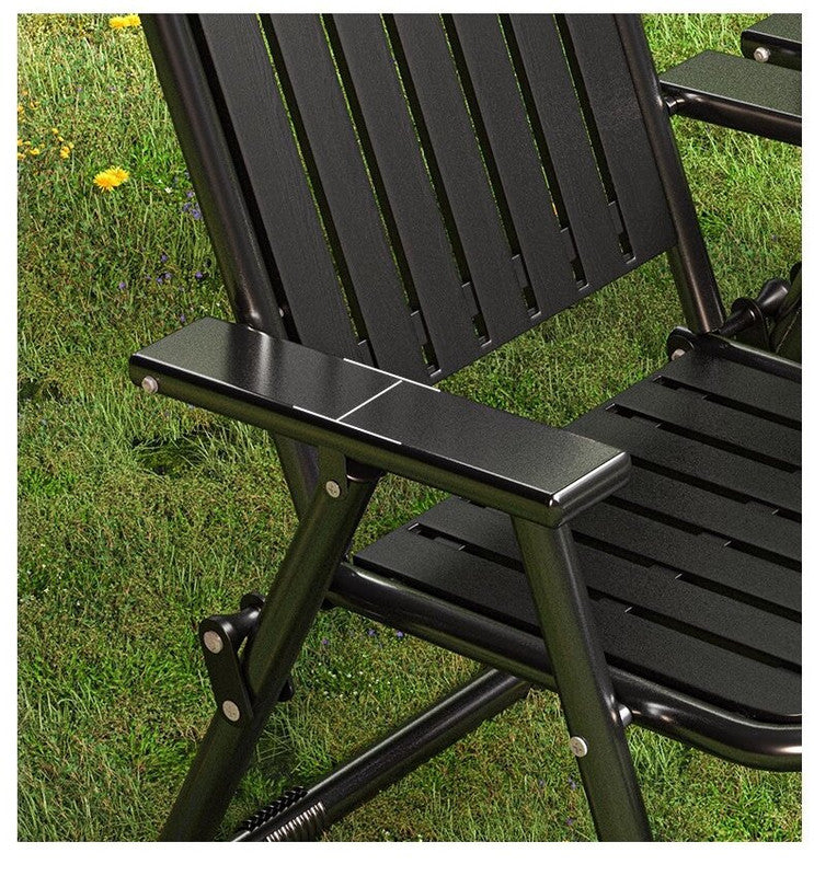 Black Portable Folding Chair - Outdoor Beach and Camping Recliner 5